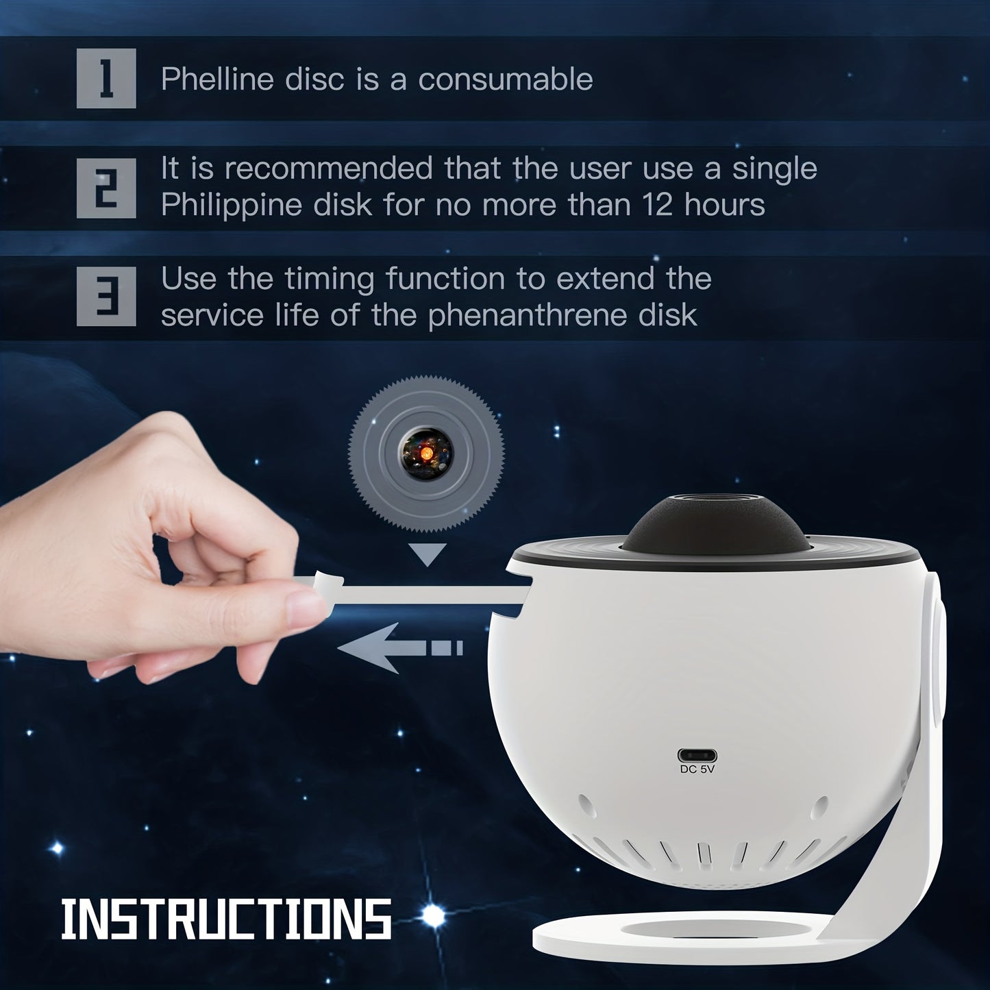1pc Star Projector LED Lights For Bedroom Night Light, Planetarium Projector Night Light Projector, Include Replaceable 12 Discs