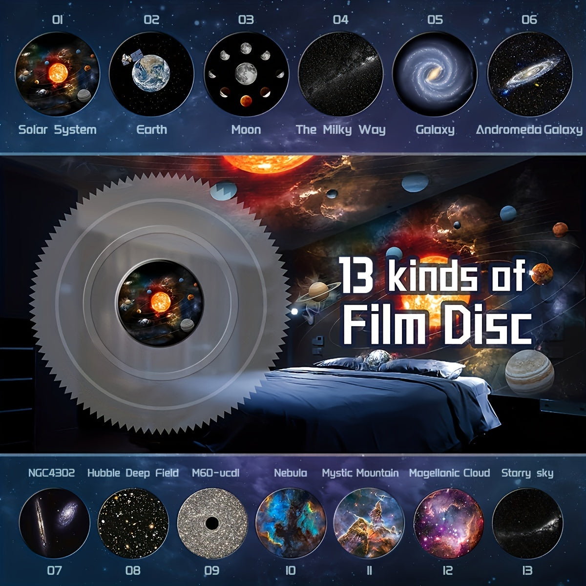 1pc Star Projector LED Lights For Bedroom Night Light, Planetarium Projector Night Light Projector, Include Replaceable 12 Discs