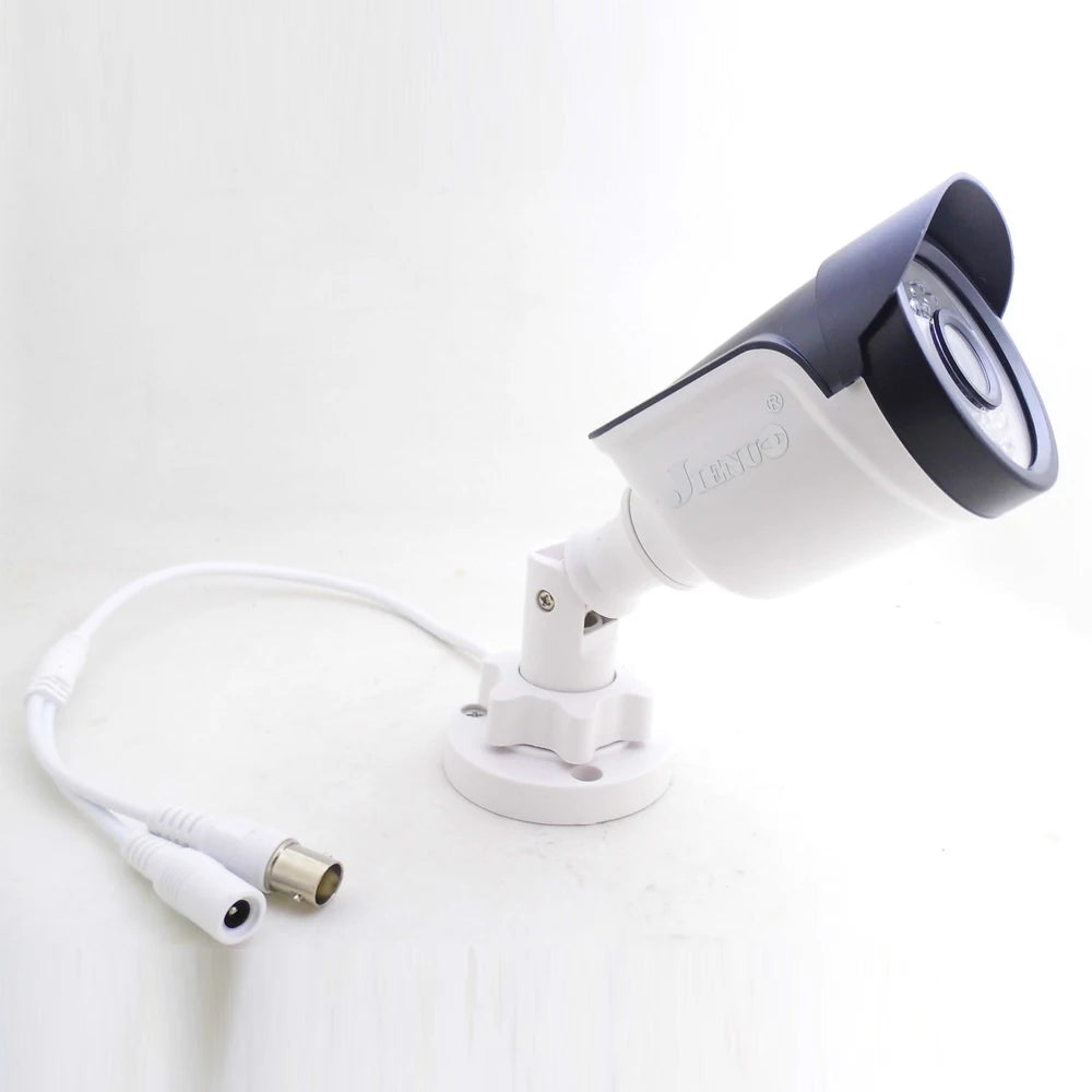 JIENUO AHD cámara de vigilancia de seguridad 720P 1080P 4MP 5MP visión nocturna infrarroja analógica CCTV exterior impermeable 2mp Hd cámara para el hogar