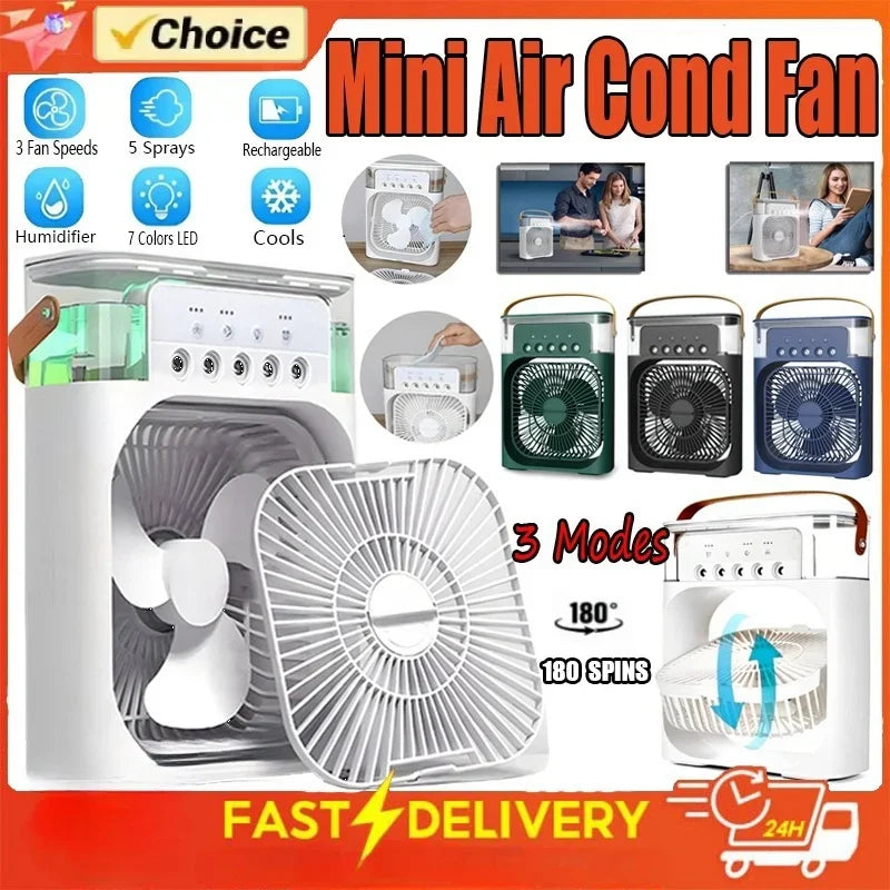 Ventilador Humidificador Portátil - Enfriador de Aire Pequeño