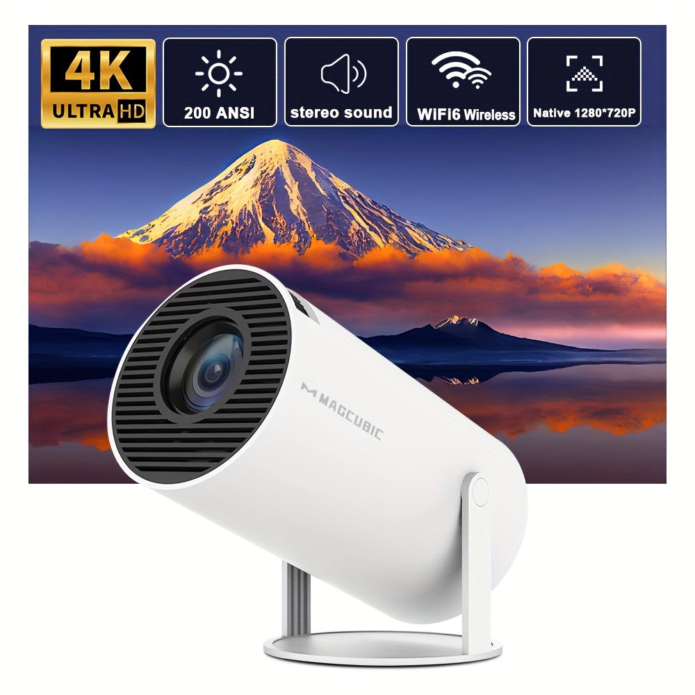 Android 11.0 4K Home Theater Projector - Dual WiFi, WiFi6, 200ANSI, HD 1280*720p, Wireless 5.0, Auto Correction, Mali-G312 GPU, Allwinner H713 Processor - Perfect for Movie Nights and Gaming