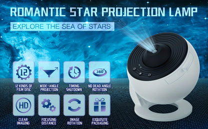 1pc Star Projector LED Lights For Bedroom Night Light, Planetarium Projector Night Light Projector, Include Replaceable 12 Discs