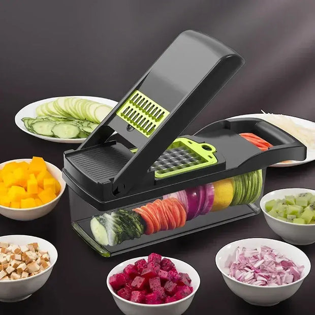 Picadora de verduras multifuncional 14/16 en 1, mango, rejilla de alimentos, picadora de alimentos, rebanador de verduras, cortador, artículos de cocina Serima shop