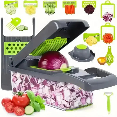 Picadora de verduras multifuncional 14/16 en 1, mango, rejilla de alimentos, picadora de alimentos, rebanador de verduras, cortador, artículos de cocina Serima shop