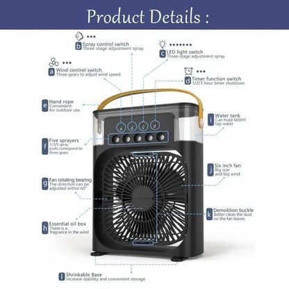Ventilador Humidificador Portátil - Enfriador de Aire Pequeño