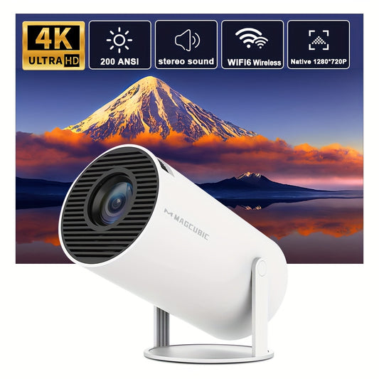 Android 11.0 4K Home Theater Projector - Dual WiFi, WiFi6, 200ANSI, HD 1280*720p, Wireless 5.0, Auto Correction, Mali-G312 GPU, Allwinner H713 Processor - Perfect for Movie Nights and Gaming